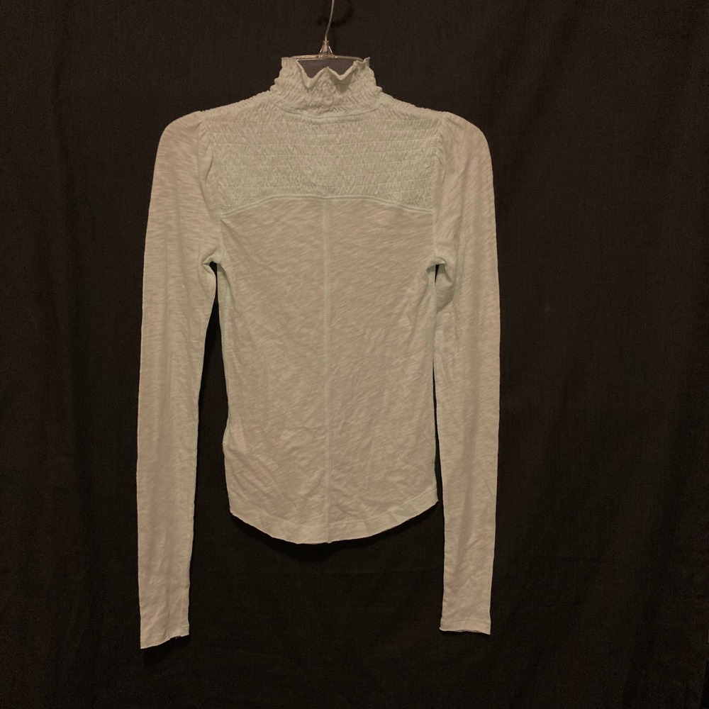 FP We The Free Smocked Turtleneck Long Sleeve XS Iced Aqua - Picture 3 of 12